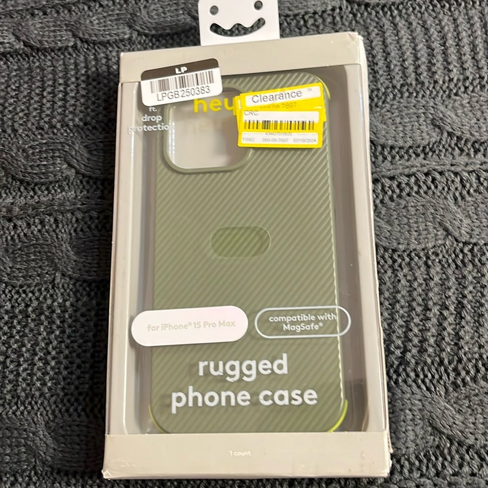 NIB NWT heyday rugged phone case Olive green, iPhone 15 Pro Max